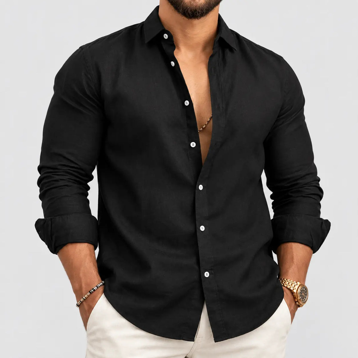 (PAGUE 1 LEVE 2) Camisas de Linho Premium Masculina + BRINDE